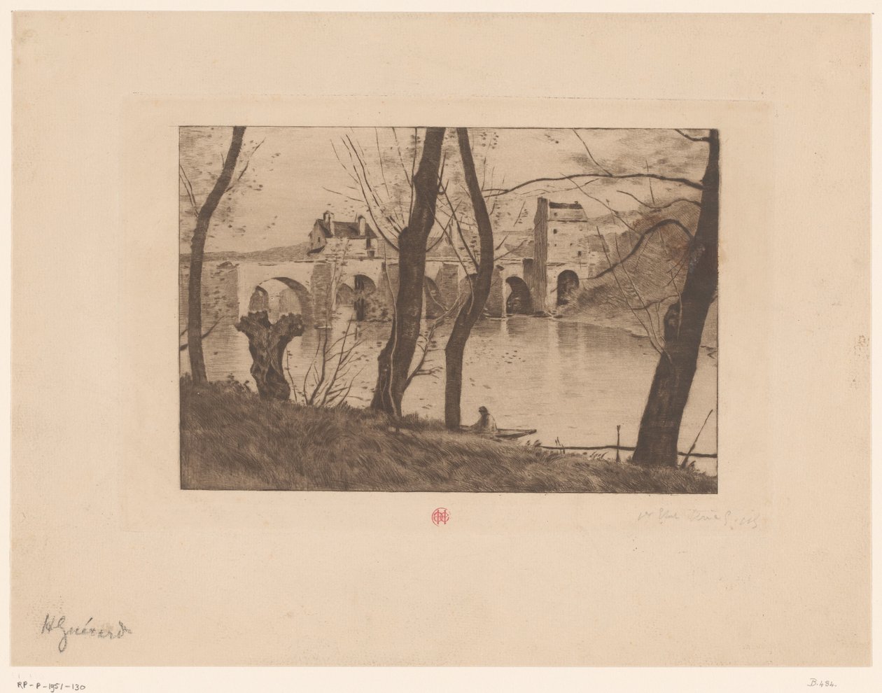 Vista del pont de Mantes-la-Joliefinnish tekijältä Henri Charles Guérard