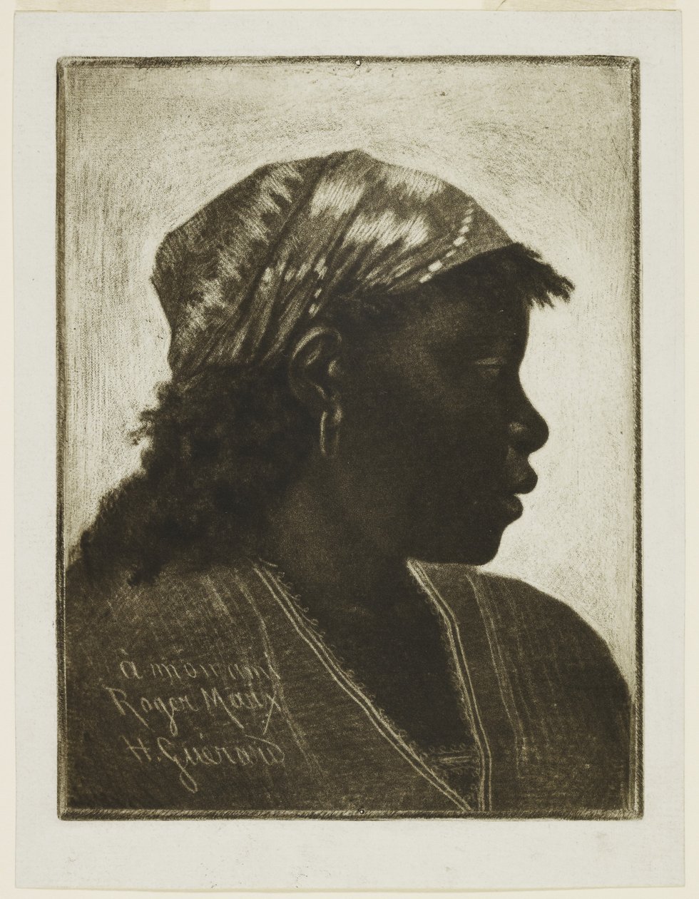 Negressin johtaja, n. 1888 (mezzotint) tekijältä Henri Charles Guérard