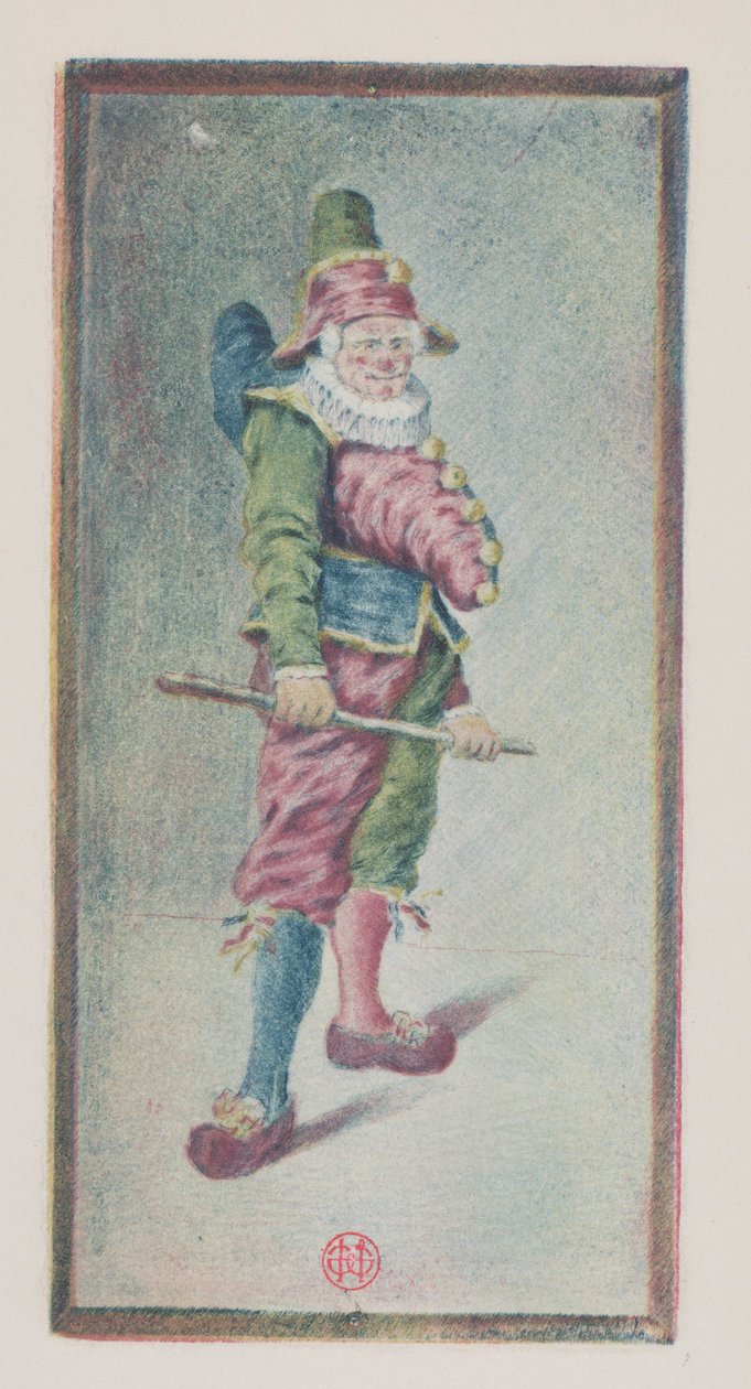 Punchinello, Kolme neljäsosaa oikealle, n. 1887. tekijältä Henri Charles Guérard