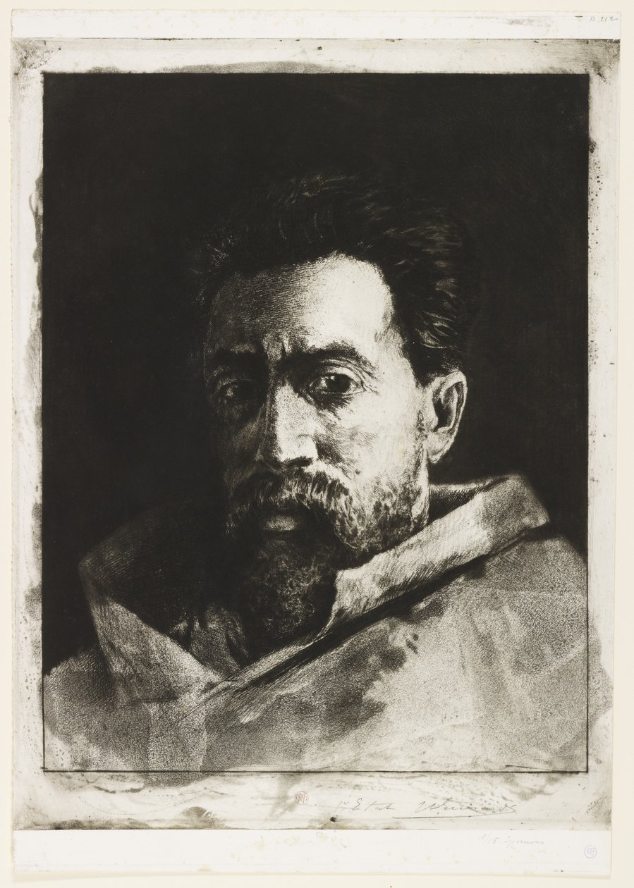 Omakuva, n. 1888 (etsaus ja kuivakärki) tekijältä Henri Charles Guérard