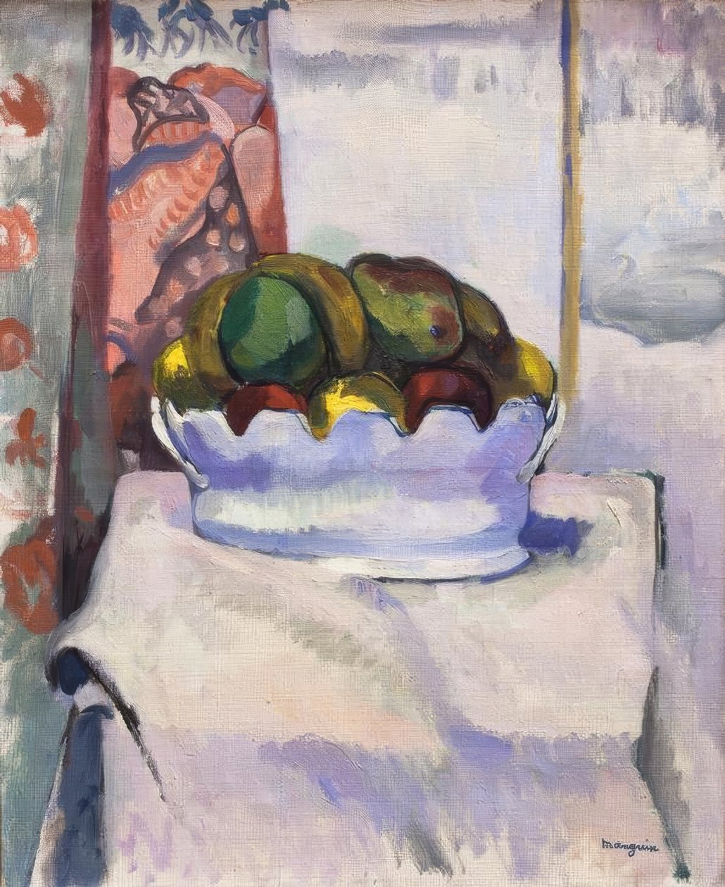 Hedelmät ja moustier (saviastiat) tekijältä Henri Charles Manguin