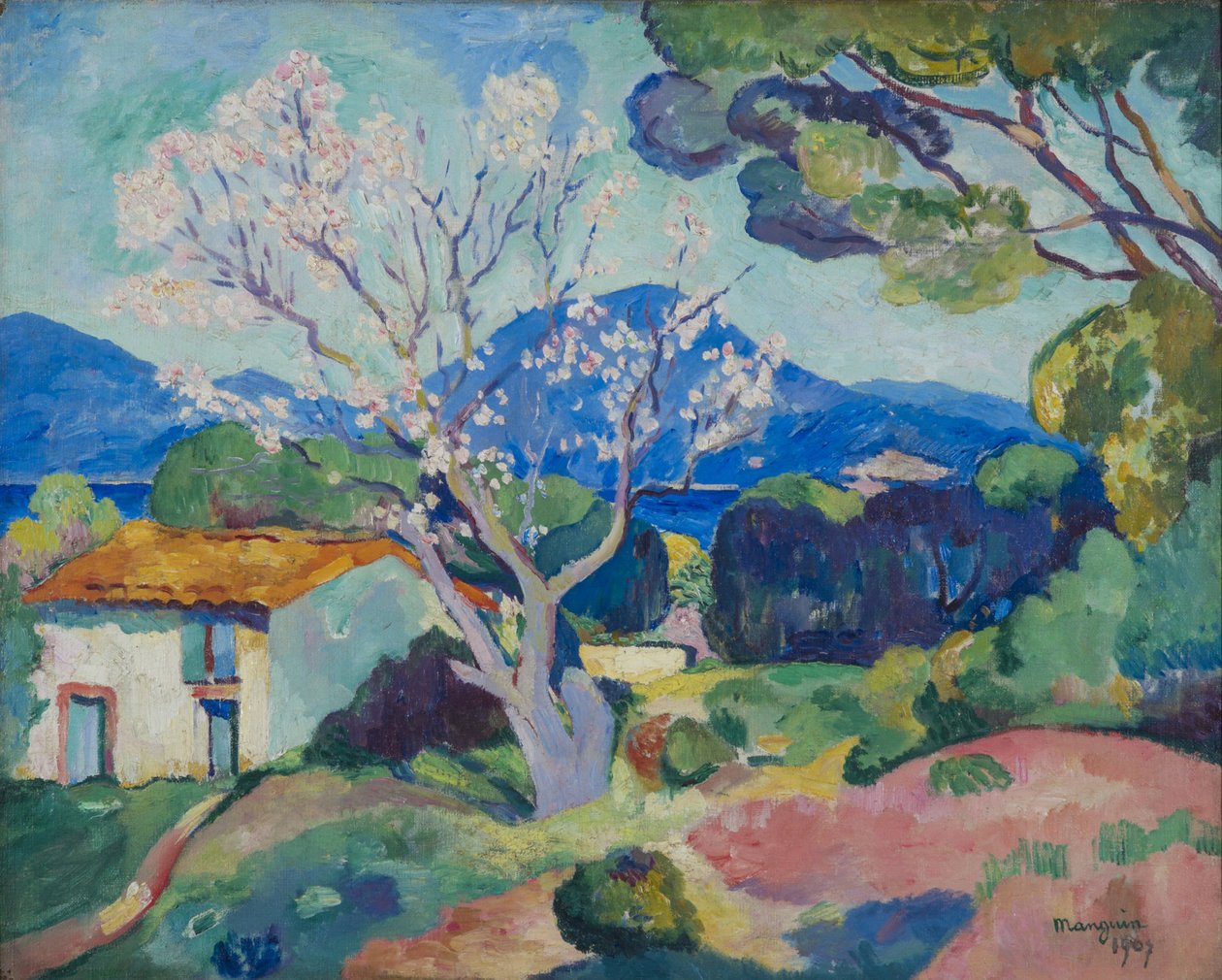 Kukkiva mantelipuu, 1907. tekijältä Henri Charles Manguin