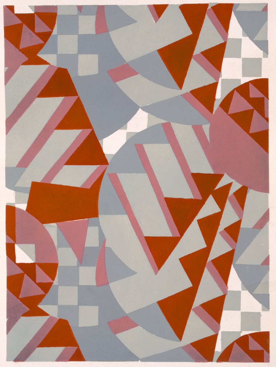 Stephanyn sävellys, tapettisuunnittelu pubista Le décor moderne dans la tenture et le fabric. 1930 (stensiiliprintti) tekijältä Henri Clouzot