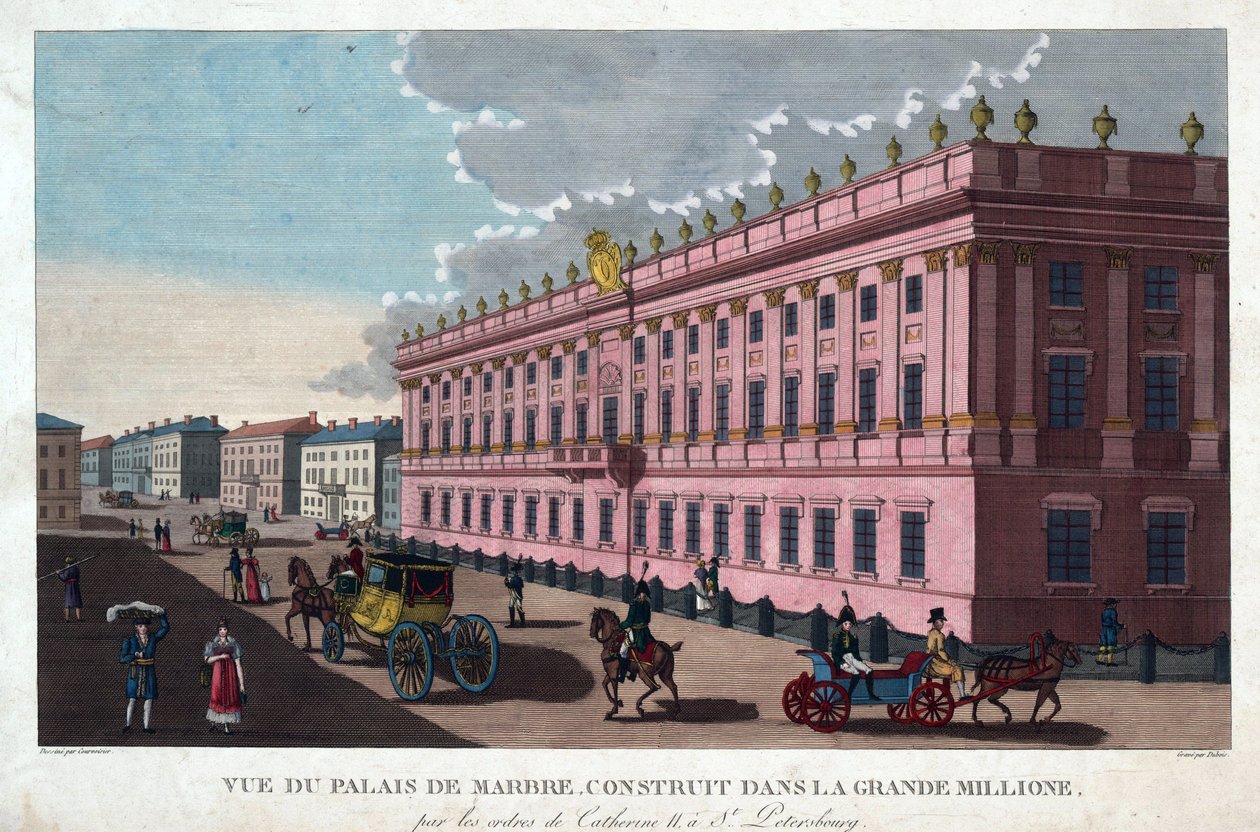 Marmoripalatsi Pietarissa - Courvoisier-Voisin, Henri (1757-1830) - n. 1811 - Etsaus, akvarelli - 32,4x49,3 - Yksityiskokoelma tekijältä Henri Courvoisier Voisin