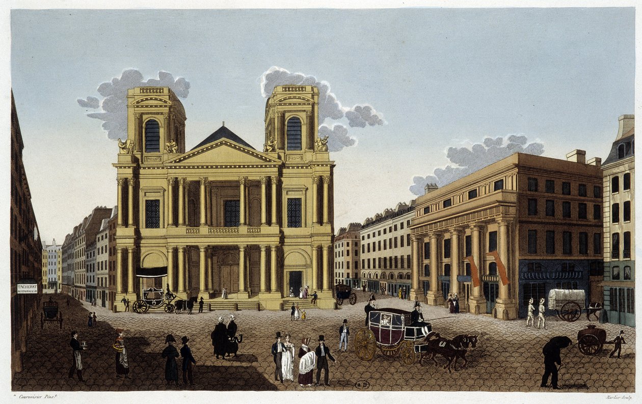 Saint-Eustachen kirkko, noin 1820 - Courvoisierin "Näkymät Pariisista" tekijältä Henri Courvoisier Voisin