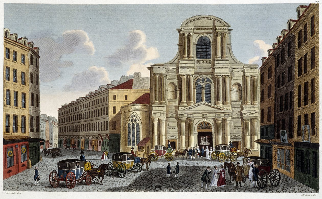 Saint-Gervais-kirkko, noin 1820 - Courvoisierin "Näkymät Pariisiin" tekijältä Henri Courvoisier Voisin