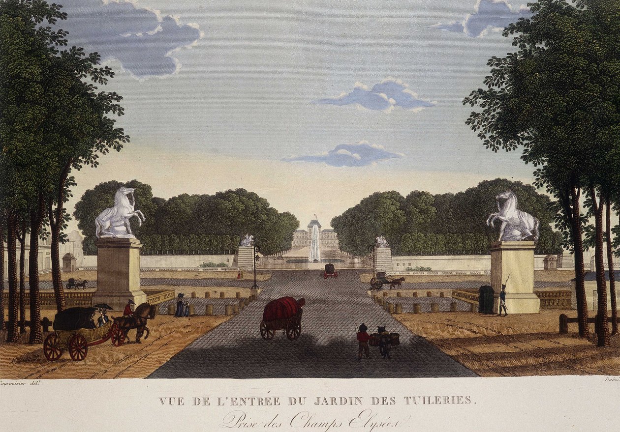 Sisäänkäynti Tuileries-puutarhaan, josta on näkymät Champs-Elysées