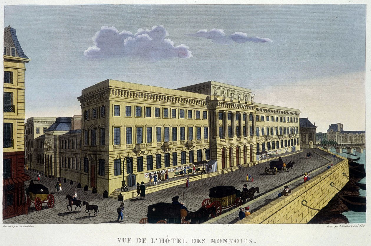 Hôtel des Monnins, noin 1820 Courvoisier 1827:n "" Näkymät Pariisiin" -sarjassa tekijältä Henri Courvoisier Voisin