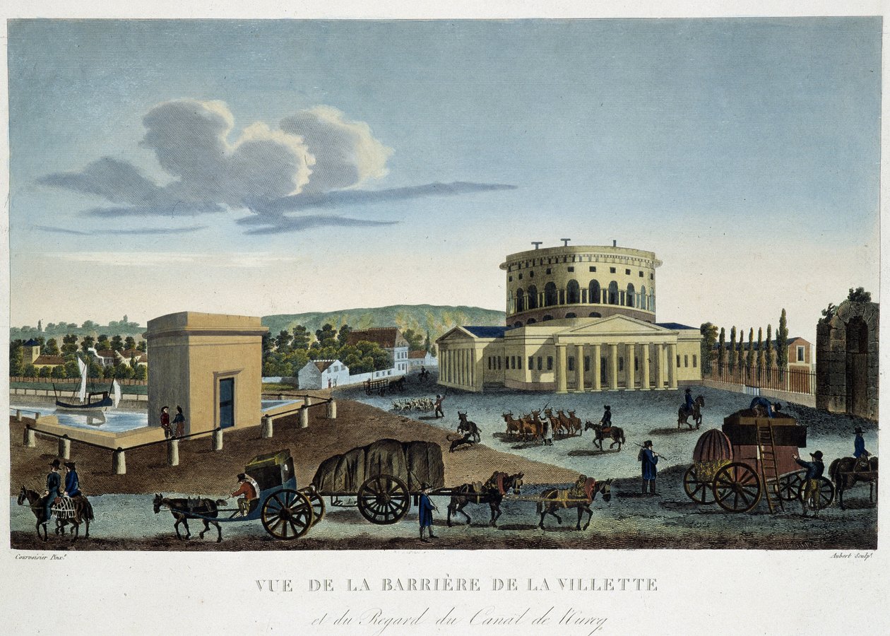 Barriere de la Villette, noin 1820 - Courvoisierin "" Näkymät Pariisiin "" tekijältä Henri Courvoisier Voisin
