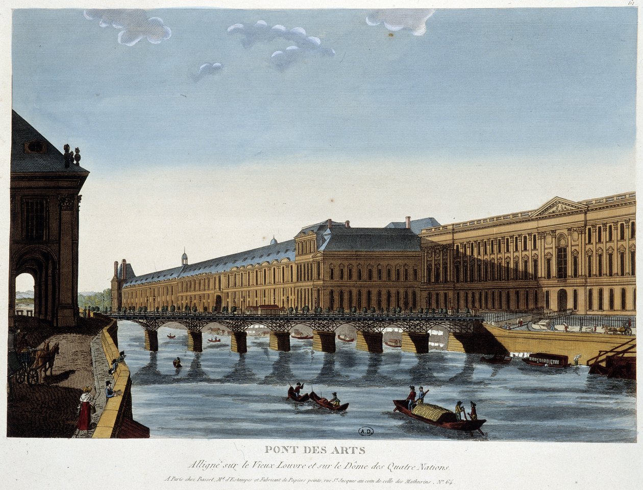Pont des Arts ja vanha Louvre - "Paris by Courvoisier" tekijältä Henri Courvoisier Voisin