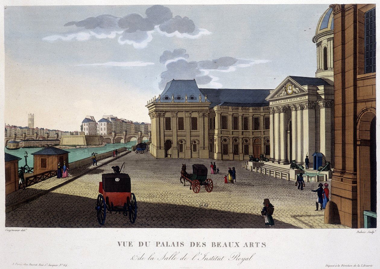 Kuvataidepalatsi ja instituutti, noin 1820 - Courvoisierin "" Näkymät Pariisiin "" tekijältä Henri Courvoisier Voisin
