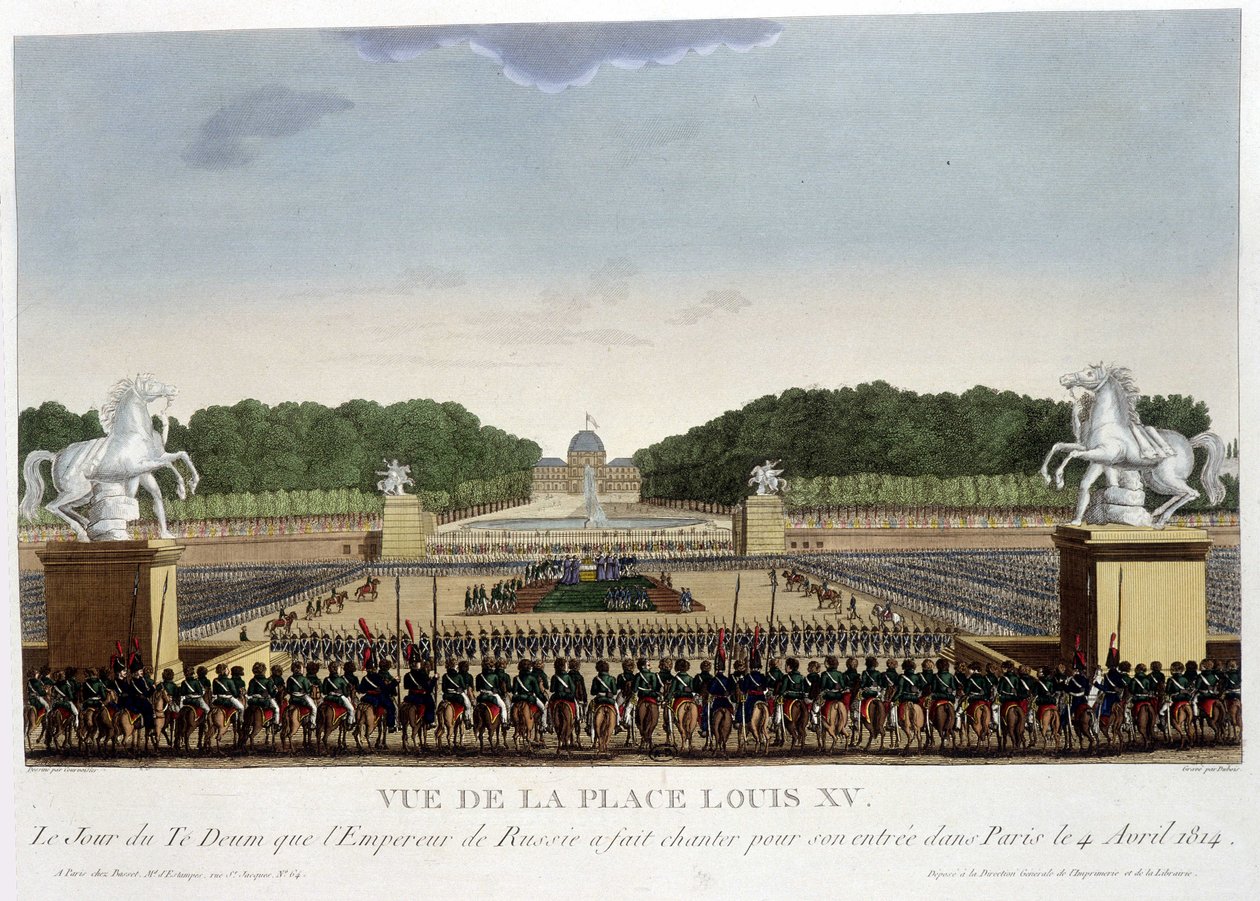 Place Louis XV (Concorde), noin 1820 Courvoisier 1827:n Vues de Parisissa tekijältä Henri Courvoisier Voisin