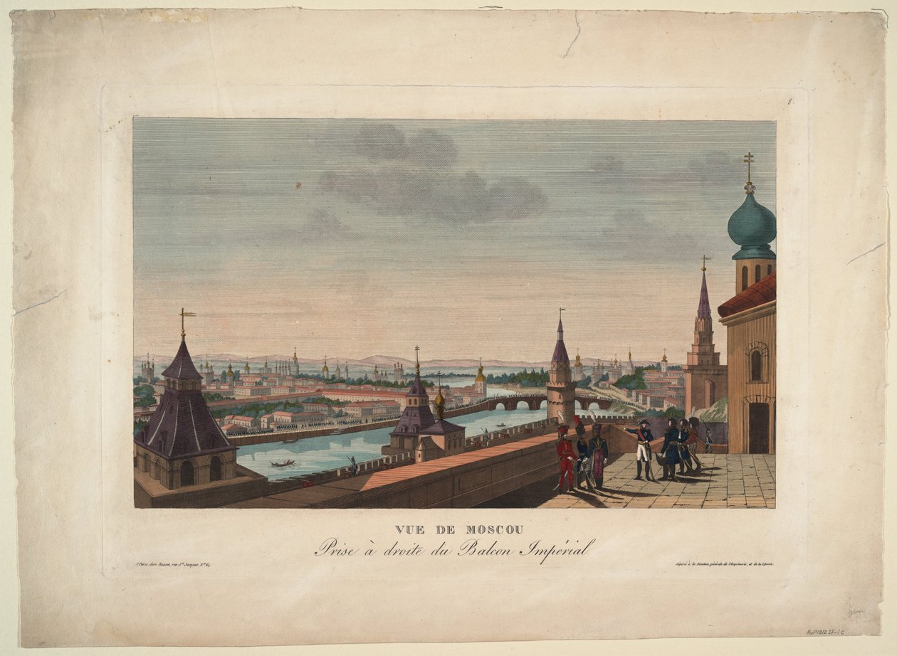 Näkymä Moskovaan, otettu Keisarillisen palatsin parvekkeelta, 1812 tekijältä Henri Courvoisier Voisin