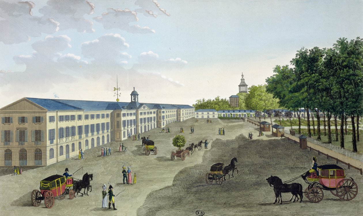 Näkymä luonnonhistoriallisen museon uudesta galleriasta Jardin des Plantesissa Pariisissa, kaiverrus Claude Fortier (1775-1835) (värikaiverrus) tekijältä Henri Courvoisier Voisin