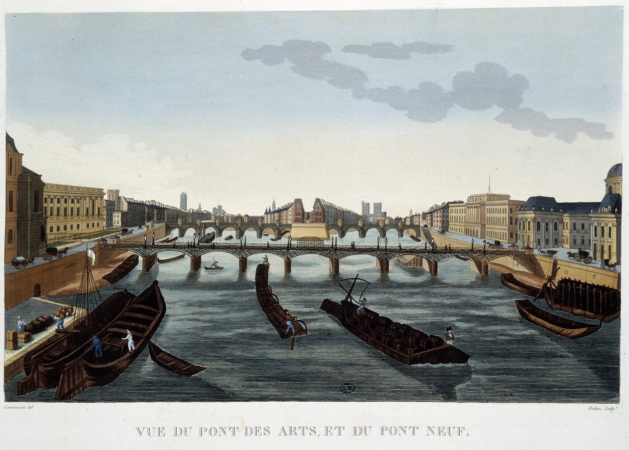Näkymä Pont des Artsille ja Pont Neufille - Courvoisierilta tekijältä Henri Courvoisier Voisin