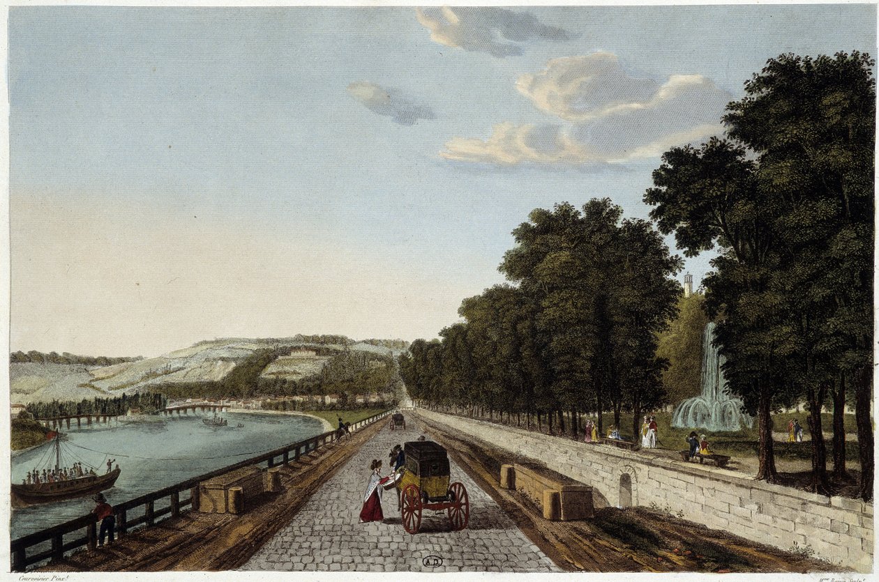 Näkymä Parc St Cloudin terassille - Courvoisierin "" Vues de Paris" -osassa tekijältä Henri Courvoisier Voisin