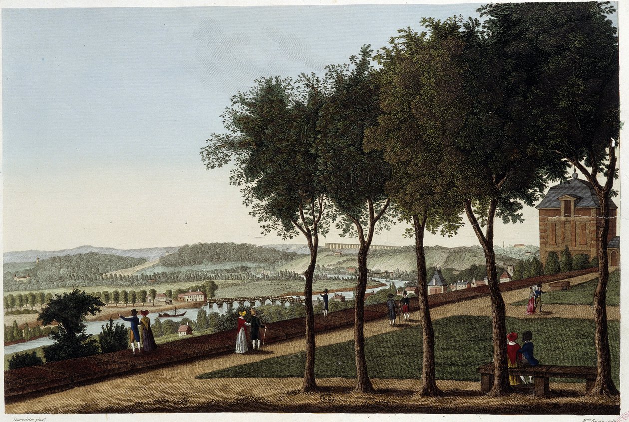 Näkymä St Germain en Layen terassilta - Courvoisierin "" Vues de Paris" -osassa tekijältä Henri Courvoisier Voisin