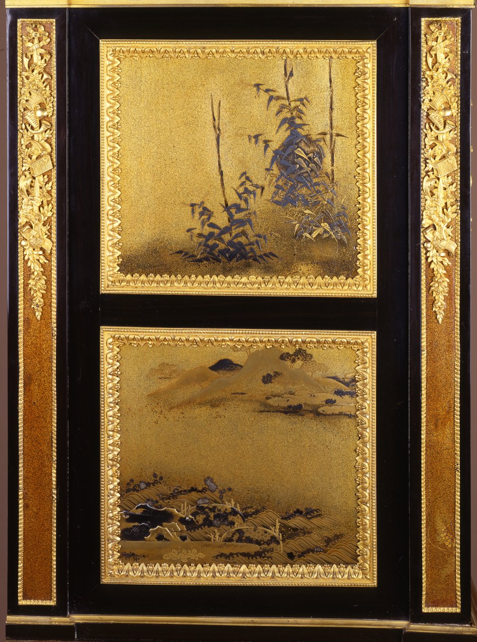 Ormolu-asennettu sihteeri Louis XVI -tyyliin (ormolu & lakka) (yksityiskohta numerosta 362838) tekijältä Henri Dasson