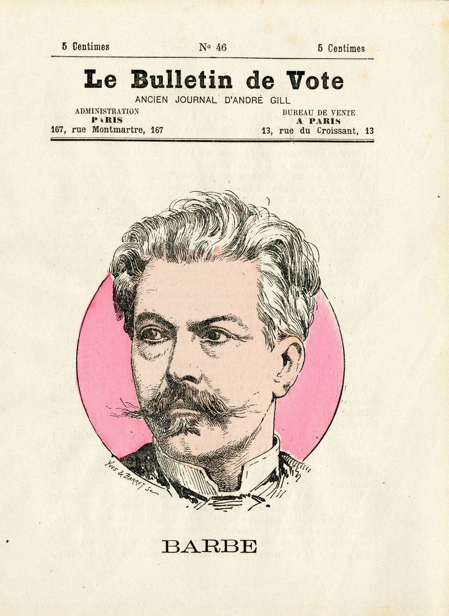 Äänestyslippu 2. sarja, satiirinen väreissä: parta - kuvitus Henry Demare (1846-1888) tekijältä Henri Demare