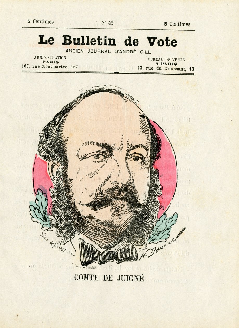 Äänestyslippu 2. sarja, satiirinen värikuvitus: De Juigne Comte - kuvitus Henri Demare (1846-1888). tekijältä Henri Demare