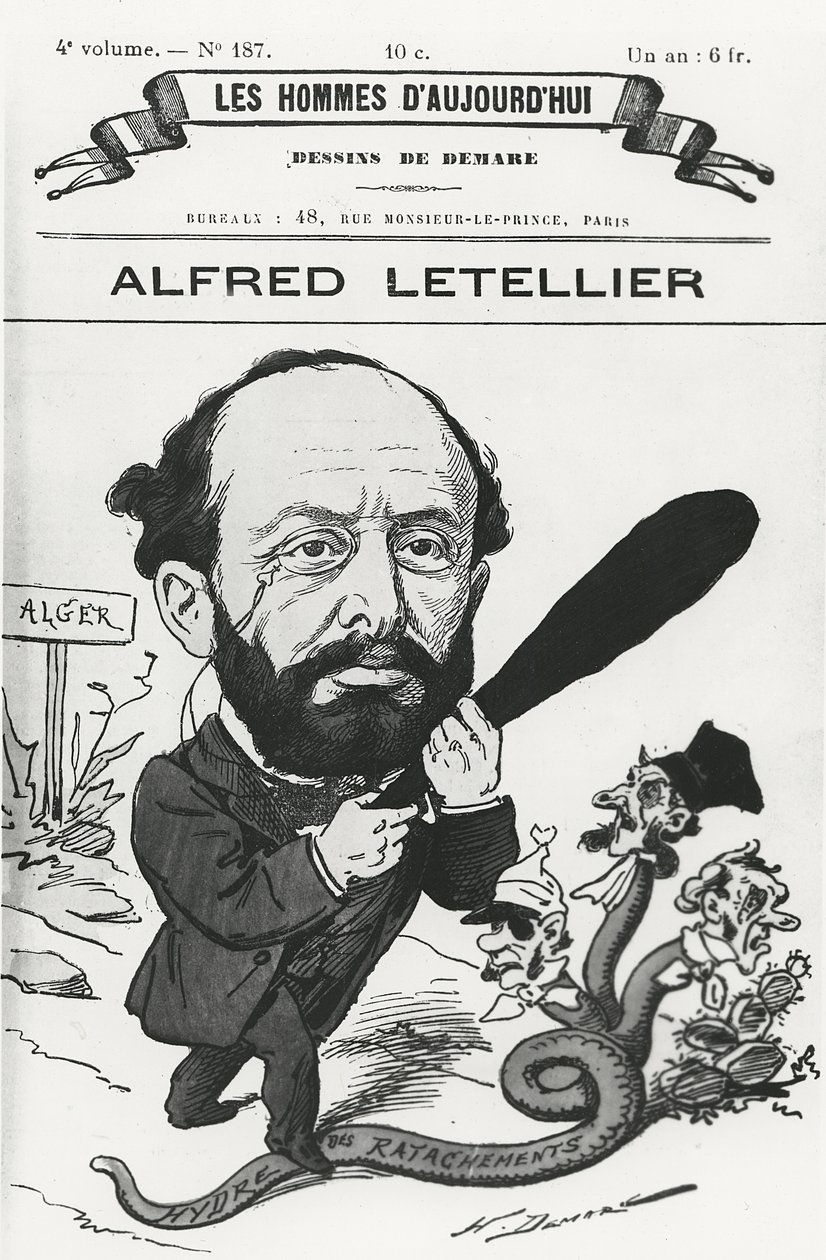 Karikatyyri Alfred Letellieristä elokuvasta The Men of Today tekijältä Henri Demare