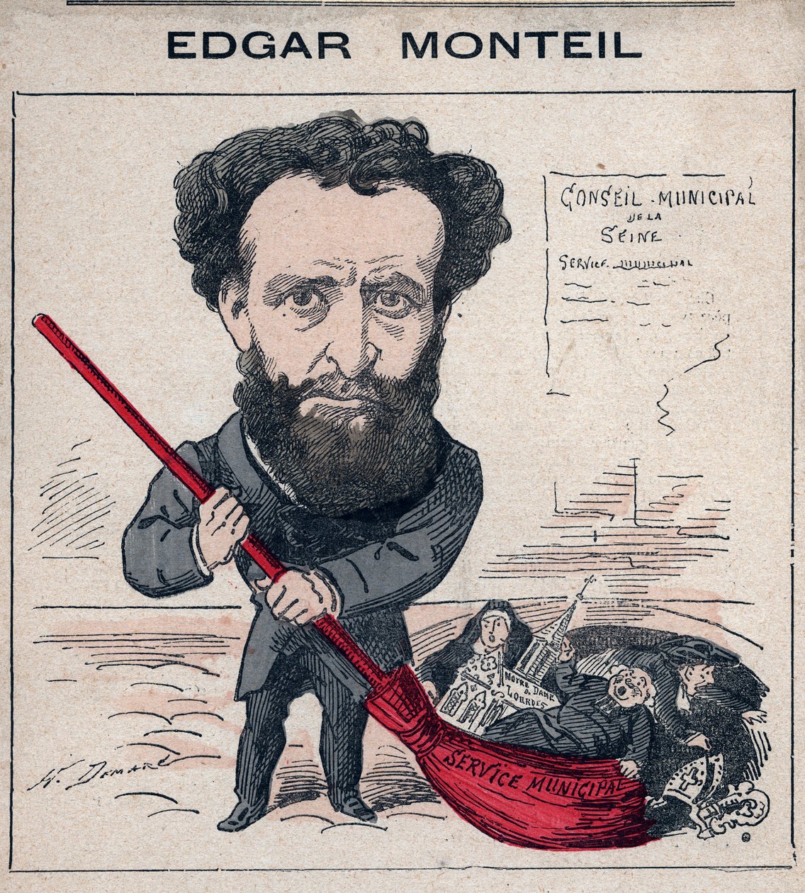 Edgar Monteil (1845-1926) ranskalainen kirjailija, vapaamuurari - Henri Demaren karikatyyri elokuvassa "Les Hommes d