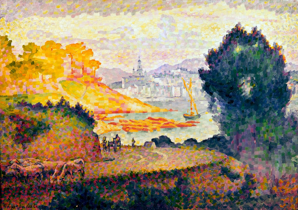 Näkymä Mentonista, 1899-1900 tekijältä Henri Edmond Cross