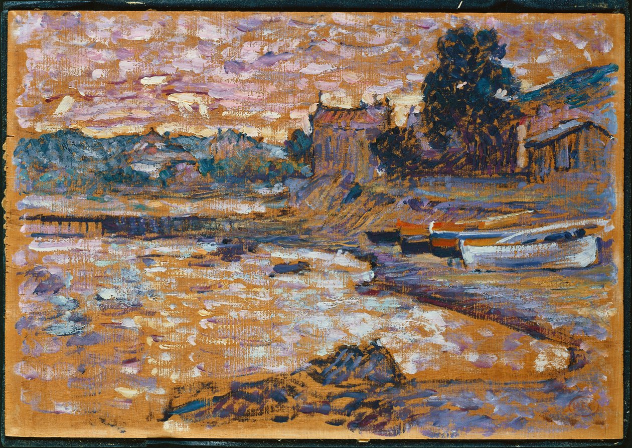 Rannalla olleet veneet Lavandoussa, 1908-09 tekijältä Henri Edmond Cross