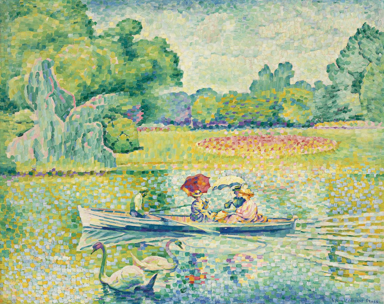 Veneily Bois de Boulognessa; Veneretki Bois de Boulognessa, noin 1899-1900 tekijältä Henri Edmond Cross