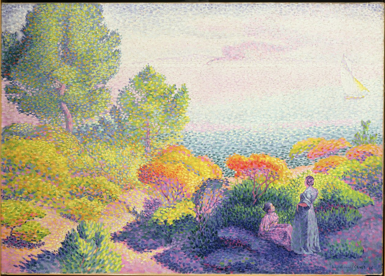 Maisema kahden naisen kanssa, 1895 tekijältä Henri Edmond Cross