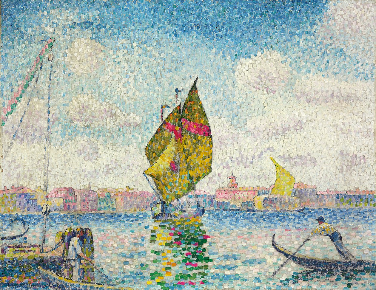 Purjeveneet Giudeccassa tai Venetsiassa, Marine; Purjeveneet Giudeccalla tai Venetsialla, Marine, 1903-1905 tekijältä Henri Edmond Cross