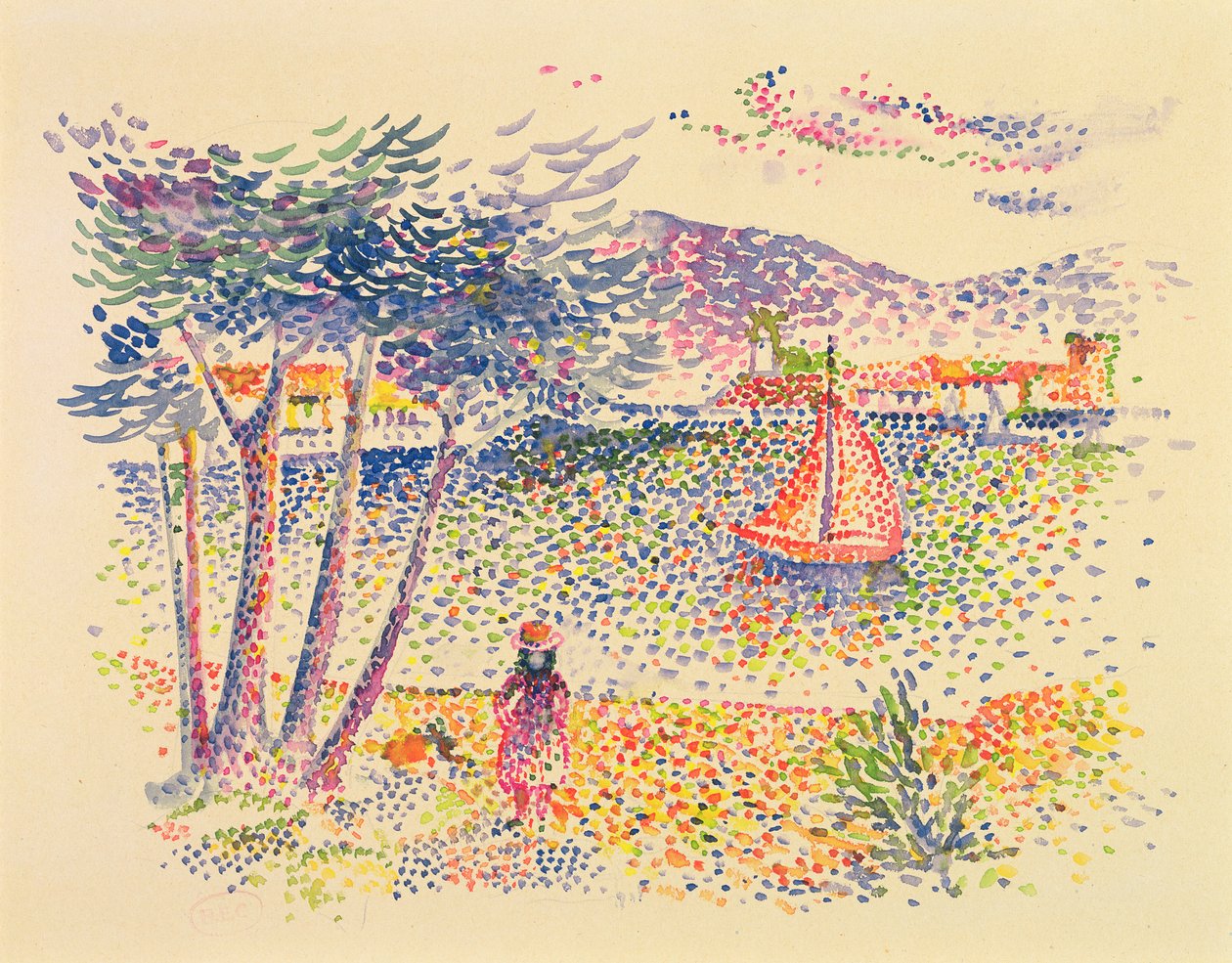 Purjeveneet meren rannalla tekijältä Henri Edmond Cross