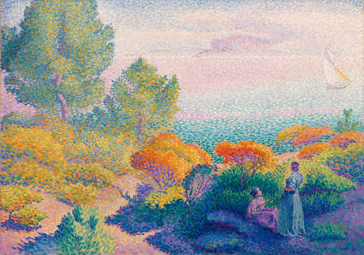 Kaksi naista rannalla, Välimeri tekijältä Henri Edmond Cross