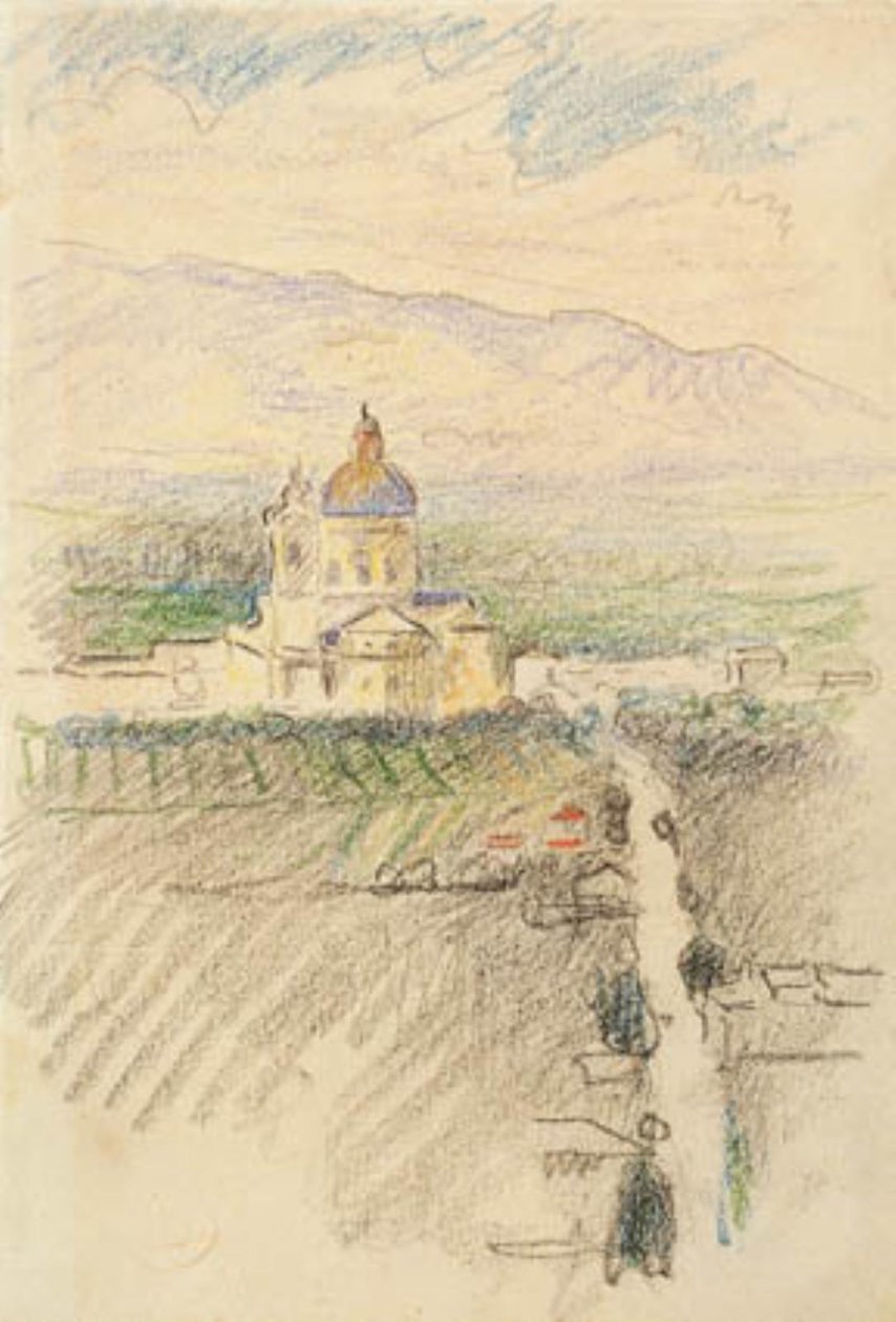 Näkymä Santa Maria degli Angelille lähellä Assisia tekijältä Henri Edmond Cross