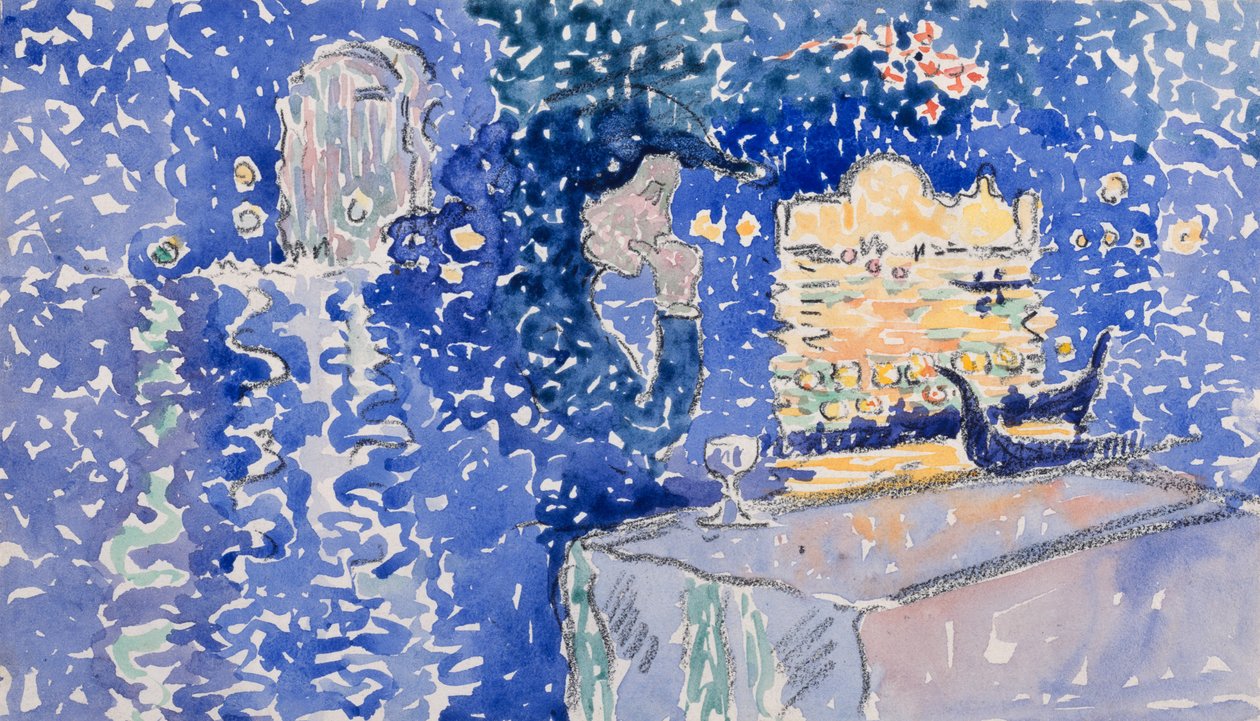 Venetsia: 1903 (wc lyijykynällä valkoiselle paperiarkille). tekijältä Henri Edmond Cross