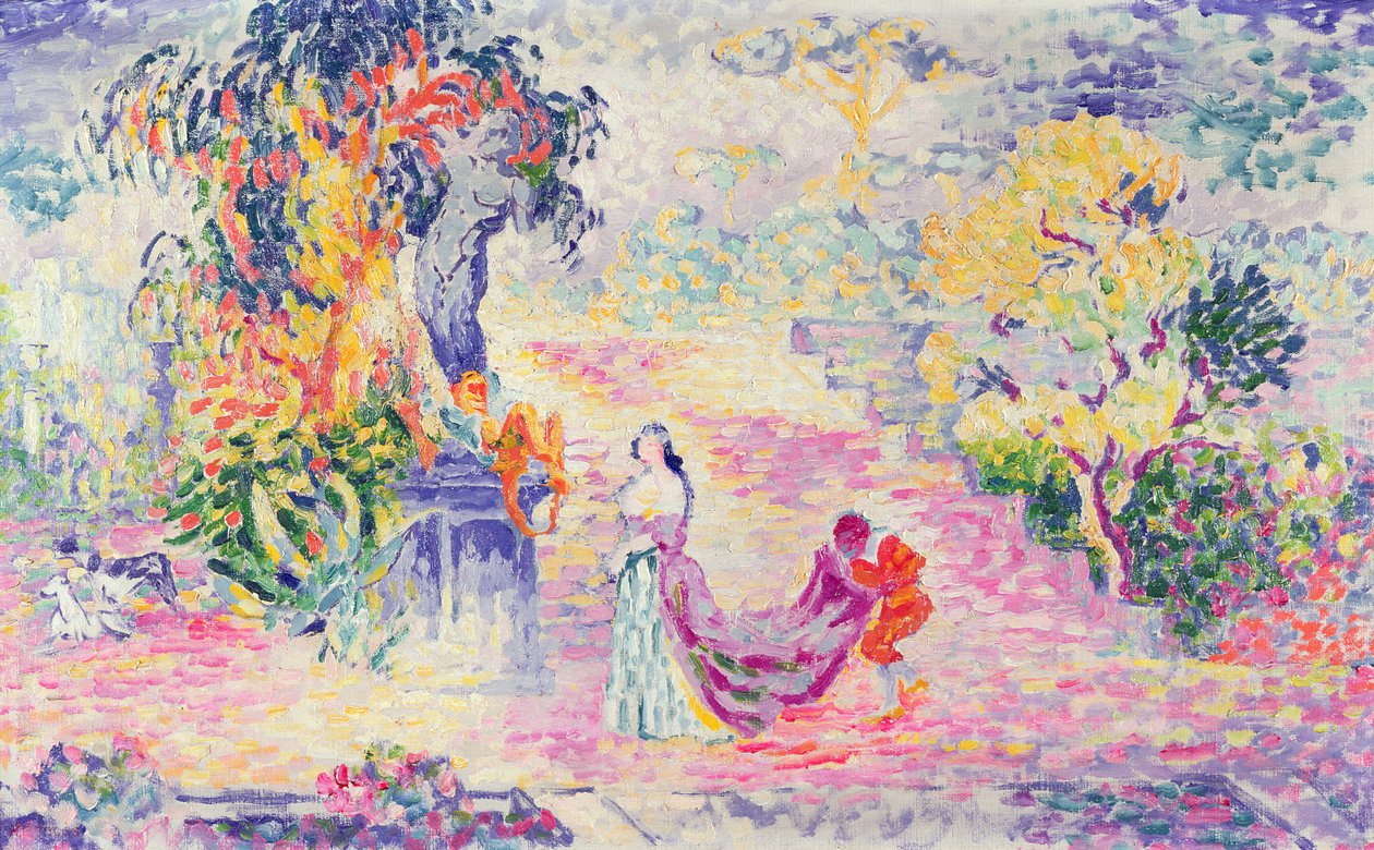 Nainen puistossa, 1909 tekijältä Henri Edmond Cross