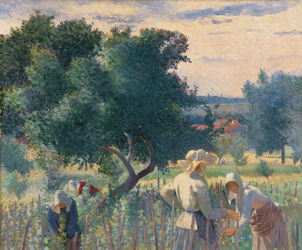 Naiset sitovat viiniköynnöksiä tekijältä Henri Edmond Cross