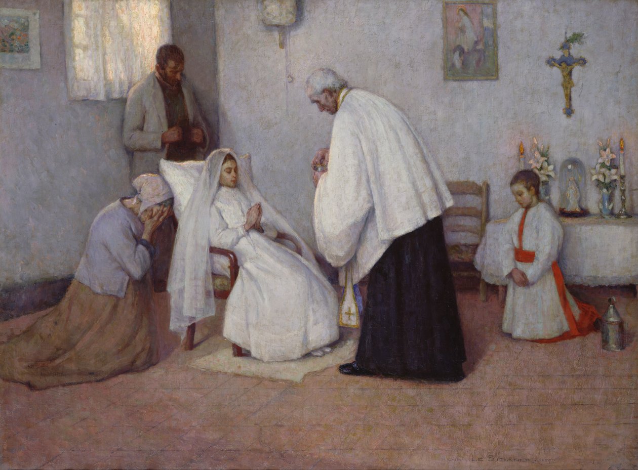 Ehtoollinen Extremisissä, 1889 tekijältä Henri Eugene Augustin Le Sidaner