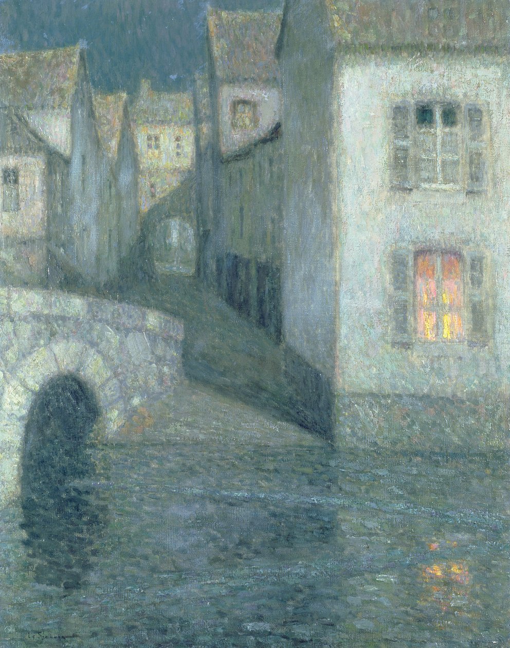 Taloja joen rannalla, Chartres, 1929 tekijältä Henri Eugene Augustin Le Sidaner