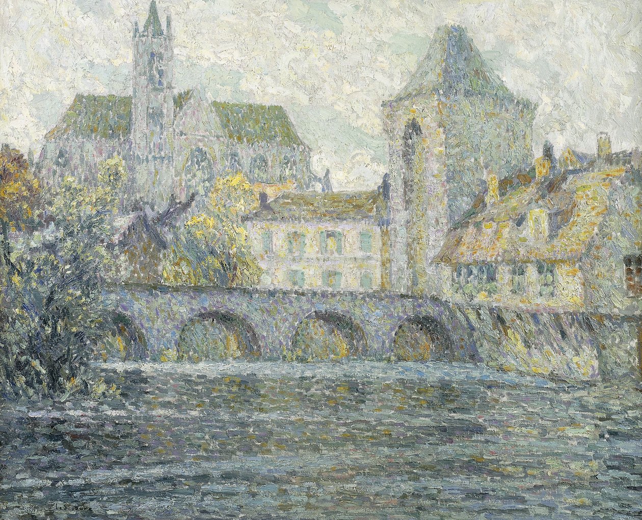 Moretin maisema, silta; Paysage Moret, Le Pont tekijältä Henri Eugene Augustin Le Sidaner