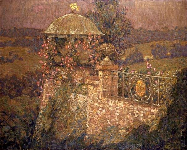Kulmapaviljonki, n. 1910 (öljy kankaalle) tekijältä Henri Eugene Augustin Le Sidaner