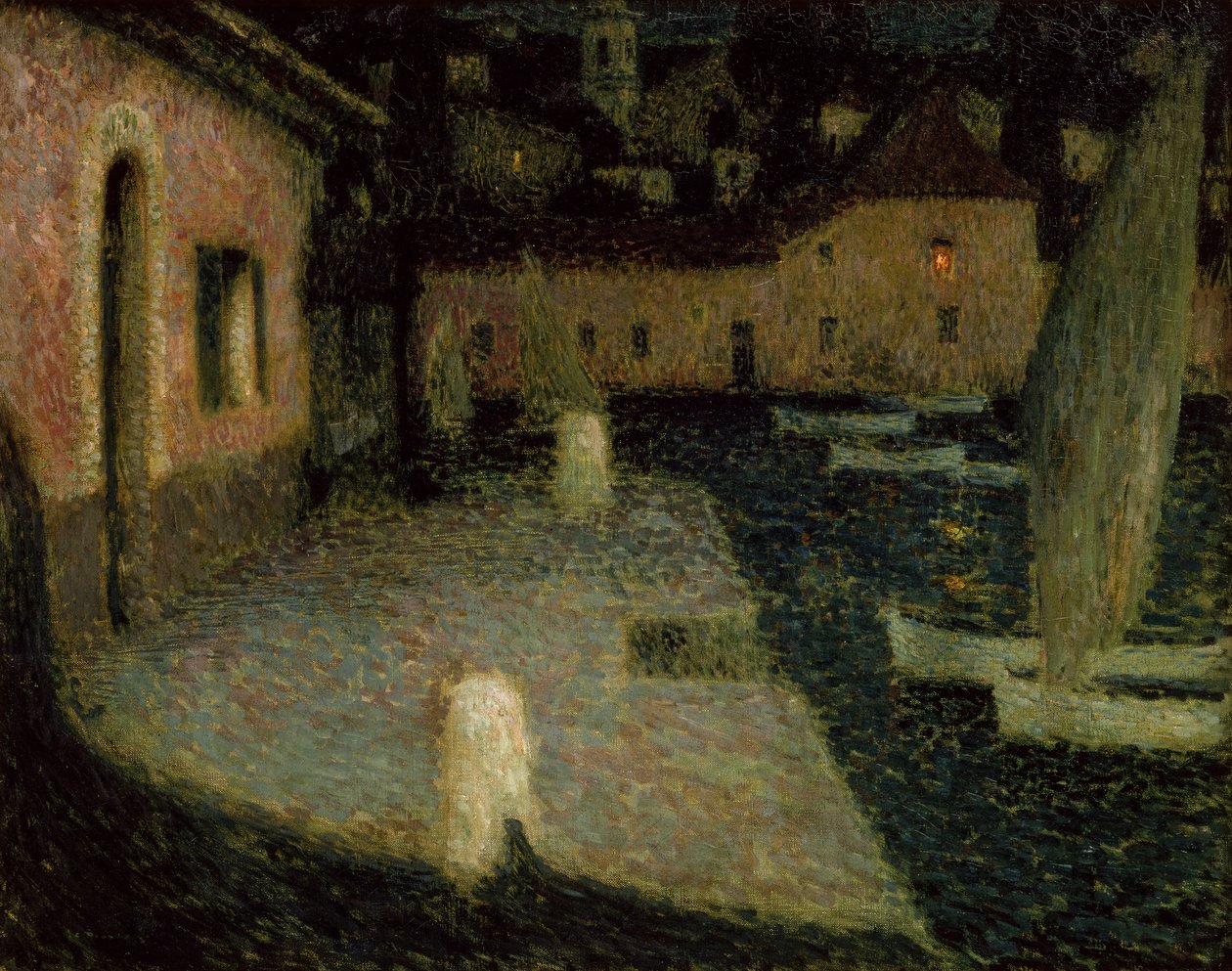 Pieni satama, Twilight (öljy kankaalle) tekijältä Henri Eugene Augustin Le Sidaner