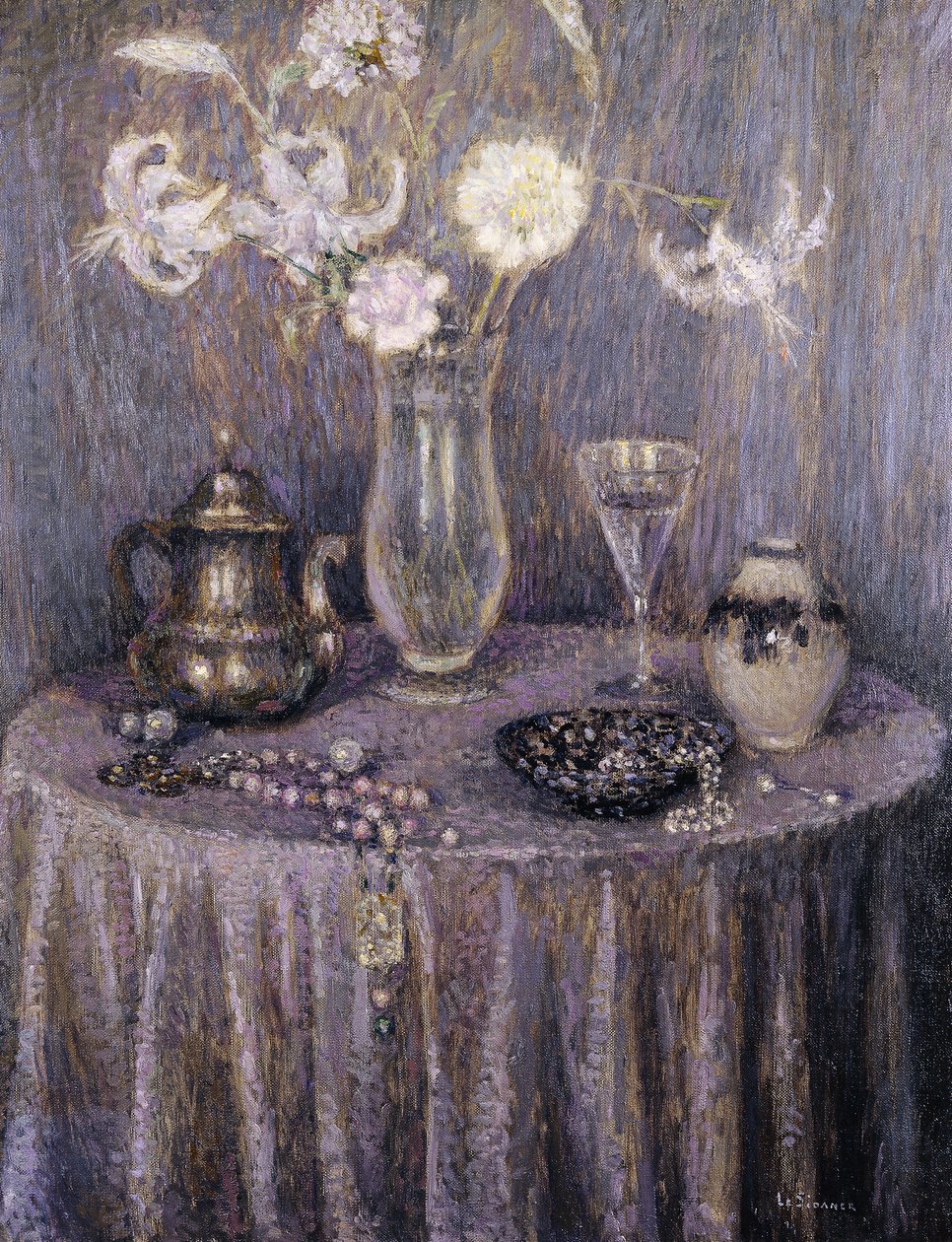 Pöytä, harmaa harmonia; La Table, Harmonie Grise tekijältä Henri Eugene Augustin Le Sidaner
