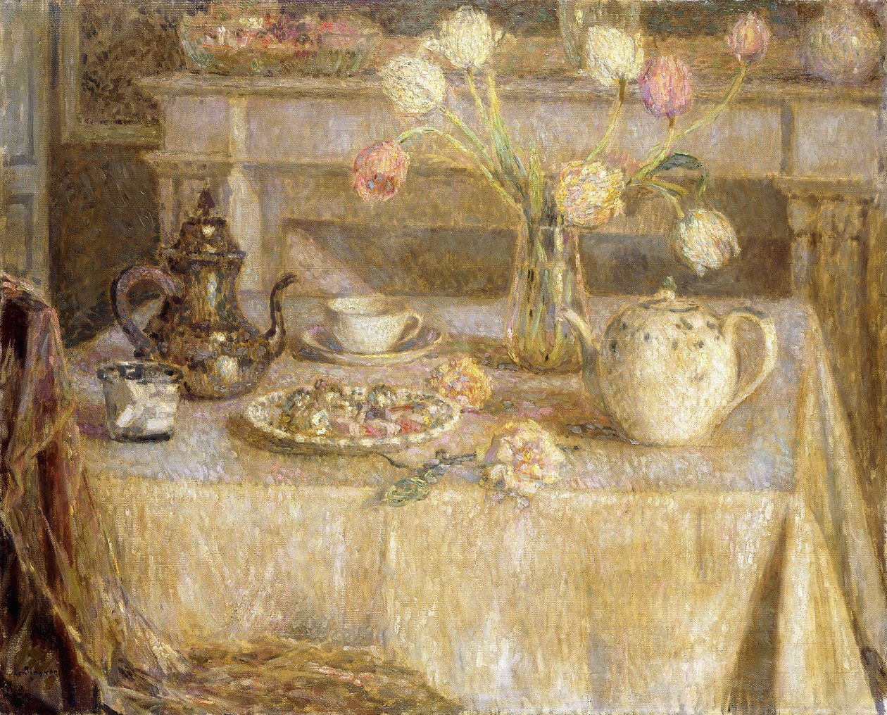 Valkoinen pöytäliina; La Nappe Blanche tekijältä Henri Eugene Augustin Le Sidaner