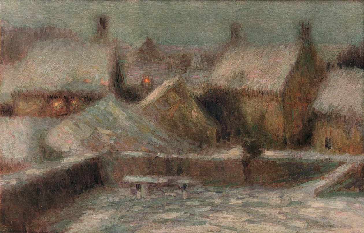 Snow Scene Evening, c1901 tekijältä Henri Eugene Le Sidaner
