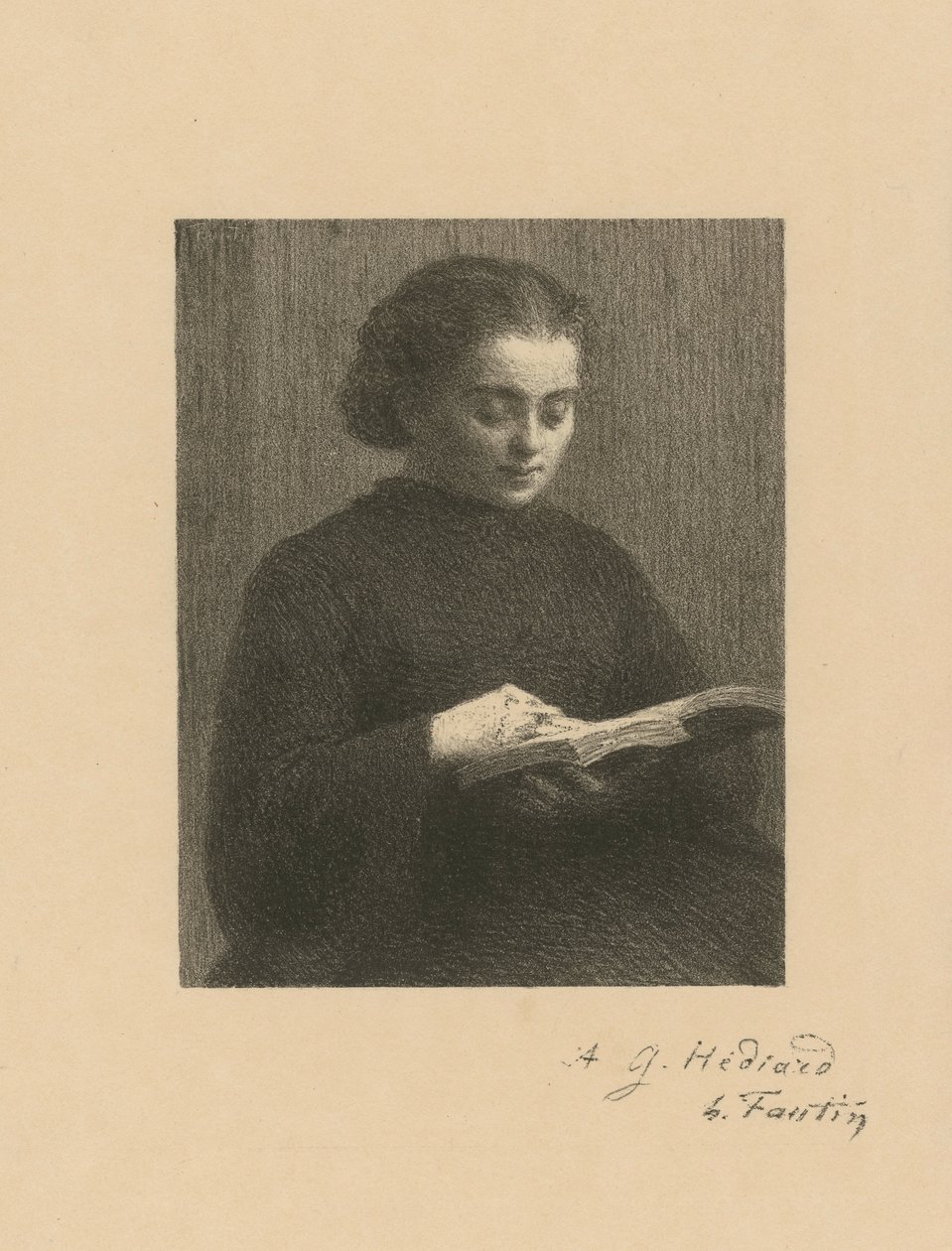 Lukeva nainen tekijältä Henri Fantin-Latour