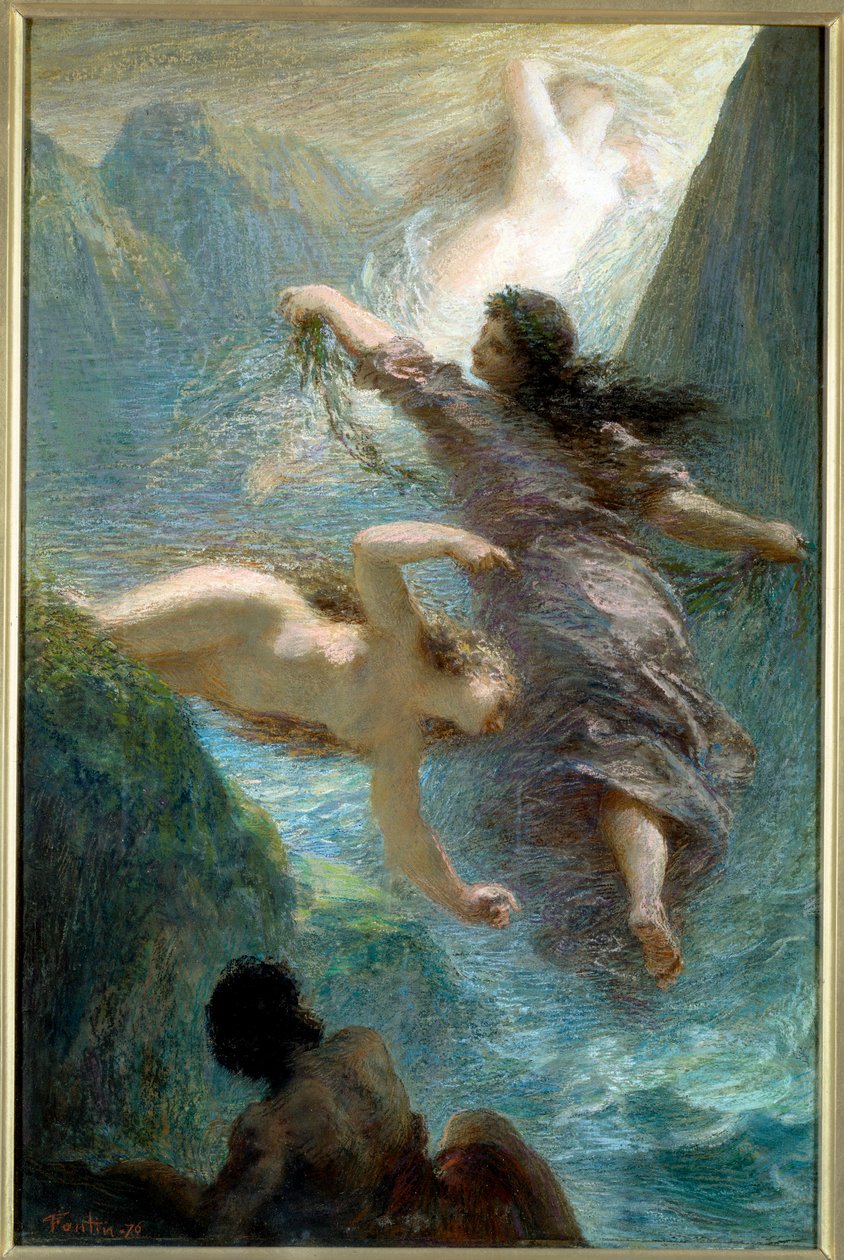 Reinin tytöt. Pastelli Henri Fantin Latour (Fantin-Latour tekijältä Ignace Henri Jean Fantin Latour