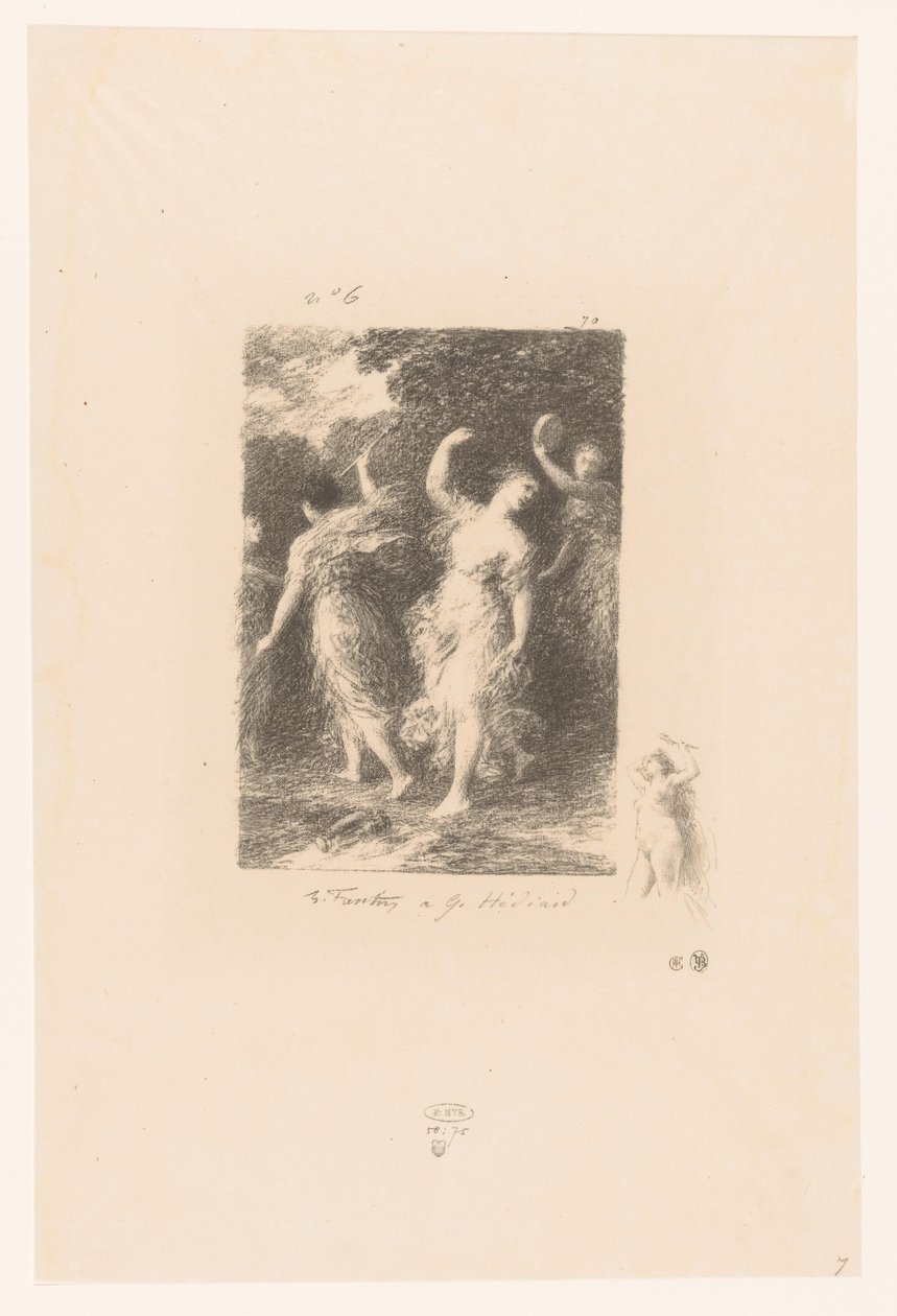 Bacchantes tanssii ja tekee musiikkia Bacchus André Chénierin runot (sarjan nimi) Illustrations pour les Poésies d