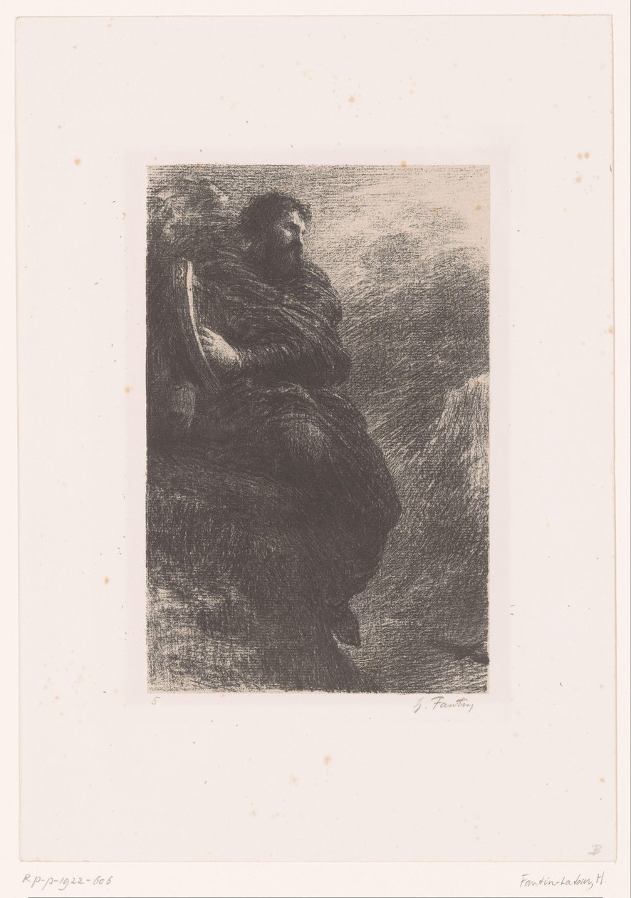Harold soittaa harppuaan vuorilla Harold ja Italia. Tanssitunti montagnes Hector Berliozin elämä ja teokset (sarjan nimi) tekijältä Ignace Henri Jean Fantin Latour