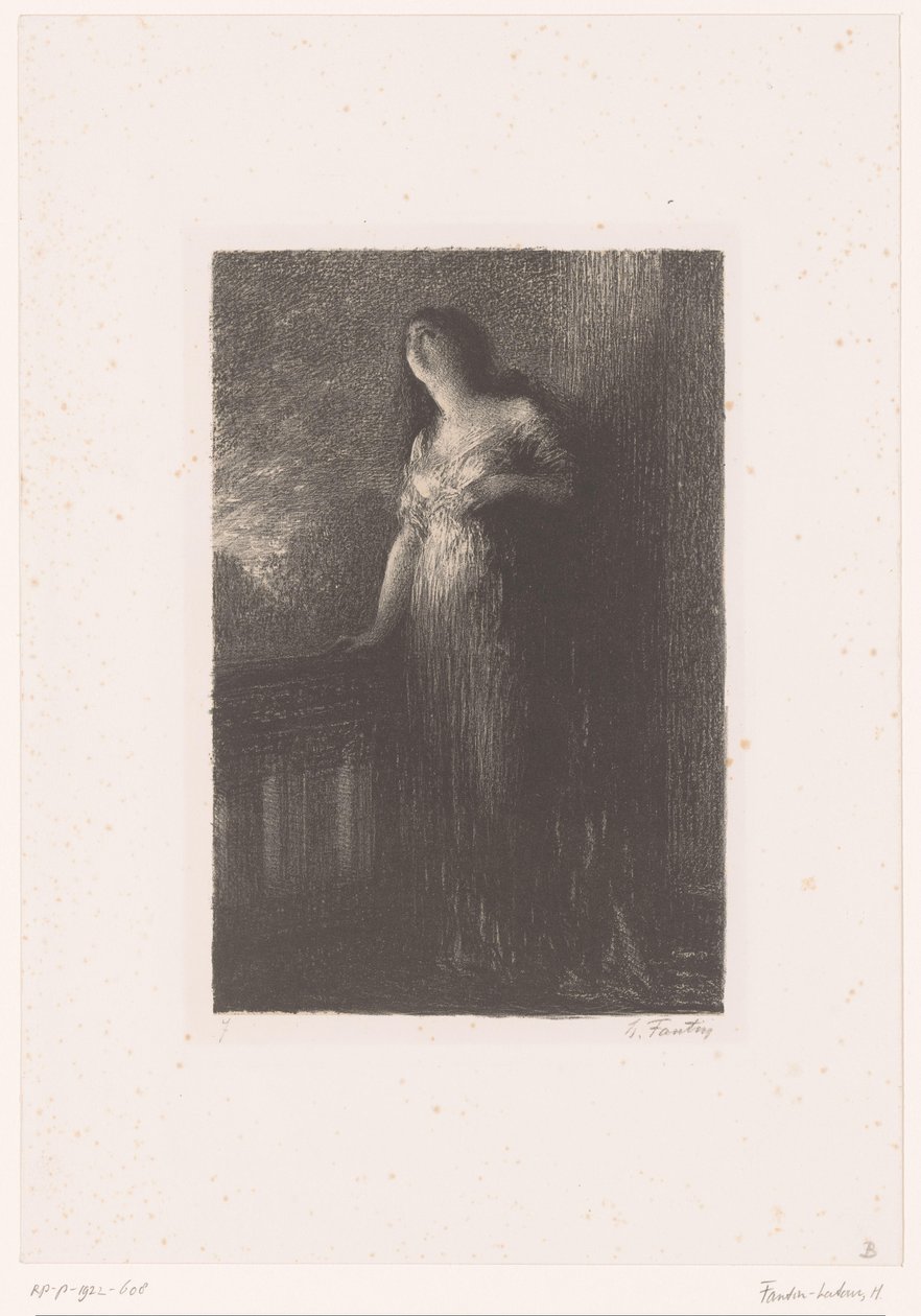 Julia on parvekkeella yöllä Romeo ja Julia. Luottamus à la nuit Hector Berliozin elämä ja teokset (sarjan nimi) tekijältä Ignace Henri Jean Fantin Latour